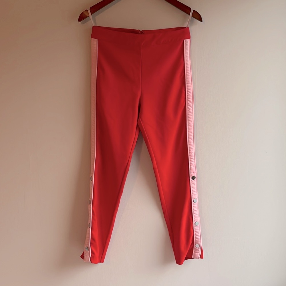 Lovers + Friends red and pink cropped track pants